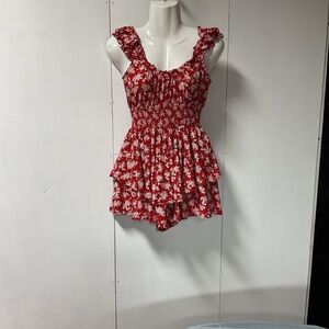 Justify Red and Pink Floral Romper size S